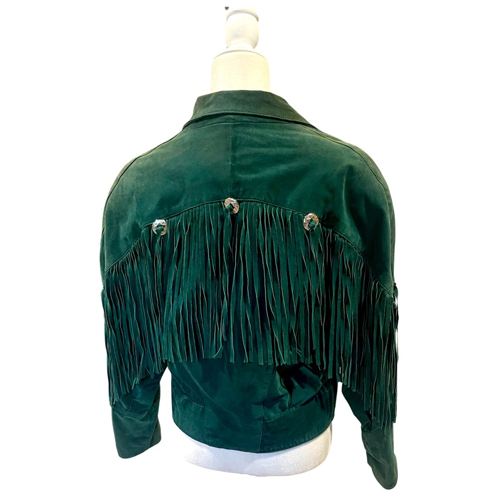 Green leather Cosa Nova Vintage tasseled jacket size Medium